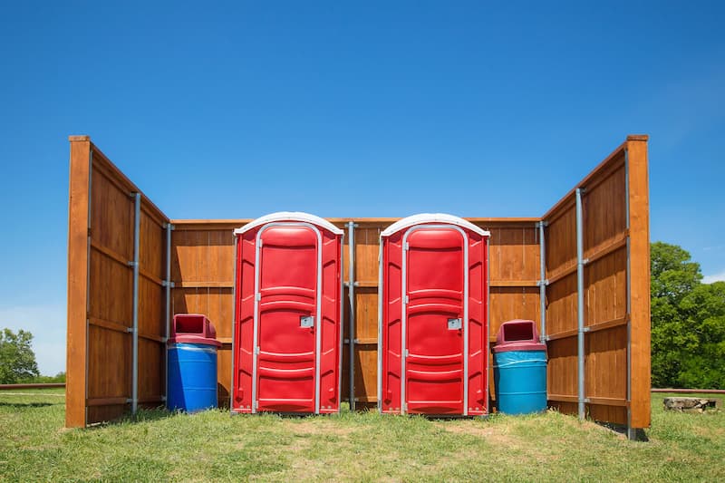 Short-term porta potty units staged for delivery in Central, South Carolina